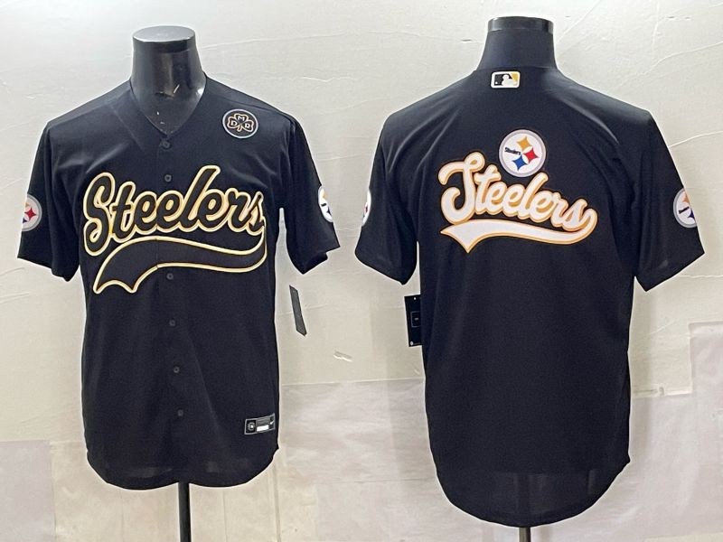 Men 2025 Nike Pittsburgh Steelers Blank Black Joint Name  Limited NFL Jersey style 057